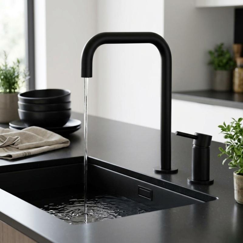 Pure.Sink Luxion 2-gats Mat Zwarte keukenkraan met U uitloop PLX2HU-10